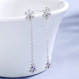 S925 Snowflake Christmas Tree Long Earrings Zircon Tassel Pendant Earrings
