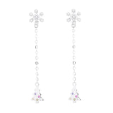 S925 Snowflake Christmas Tree Long Earrings Zircon Tassel Pendant Earrings