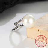 S925 Sterling Silver Synthetic Pearl Cocktail Ring for Women Girls DS3911