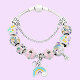 Colorful Rainbow Set Bracelet with Safety Chain - Sweet Style Spring Collection