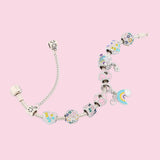 Colorful Rainbow Set Bracelet with Safety Chain - Sweet Style Spring Collection