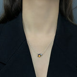 S925 Sterling Silver Star Necklace Austrian Crystal Collarbone Chain