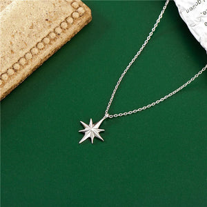 S925 Sterling Silver Hexagram Pendant Necklace Women Jewelry