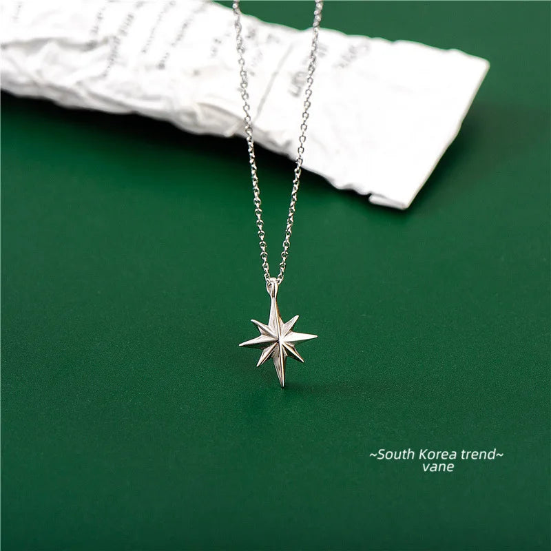 S925 Sterling Silver Hexagram Pendant Necklace Women Jewelry