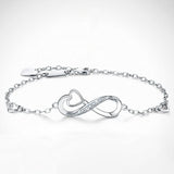 S925 Sterling Silver 8-shaped Bracelet Heart Embedded High end Women's Jewelry