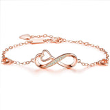 S925 Sterling Silver 8-shaped Bracelet Heart Embedded High end Women's Jewelry