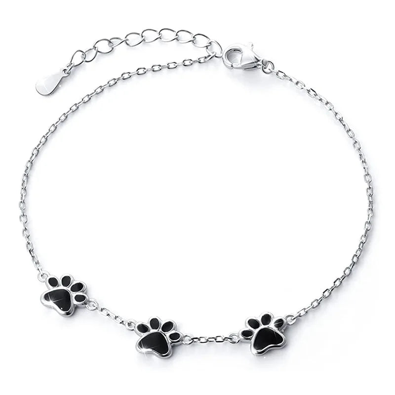 S925 Sterling Silver Cat Paw Print Bracelet Jewelry