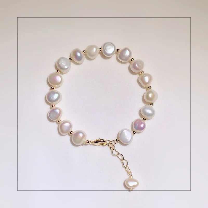 Vintage 14K Baroque Bracelet with Pearls