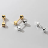 S925 Sterling Silver Square Earrings Allergy Silver Studs