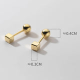 S925 Sterling Silver Square Earrings Allergy Silver Studs