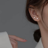 S925 Sterling Silver Square Earrings Allergy Silver Studs