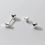 S925 Sterling Silver Square Earrings Allergy Silver Studs