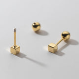 S925 Sterling Silver Square Earrings Allergy Silver Studs