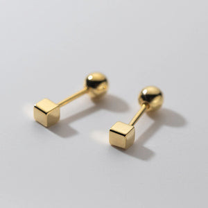 S925 Sterling Silver Square Earrings Allergy Silver Studs
