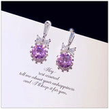 Pink CZ Long Drop Earrings Vintage Bridal Wedding Jewelry