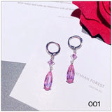 Pink CZ Long Drop Earrings Vintage Bridal Wedding Jewelry