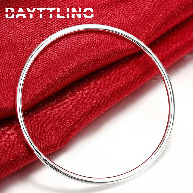 S925 Sterling Silver 1.5MM Round Bangle For Woman Gift Mom Jewelry