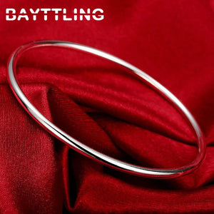 S925 Sterling Silver 1.5MM Round Bangle For Woman Gift Mom Jewelry