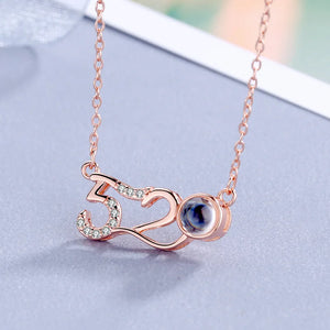 Sterling Silver 100 Languages I Love You Memory 520 Projection Necklace