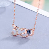 Sterling Silver 100 Languages I Love You Memory 520 Projection Necklace