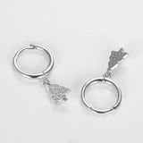 S925 Sterling Silver Mini Christmas Tree Hoop Earrings for Women