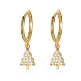 S925 Sterling Silver Mini Christmas Tree Hoop Earrings for Women