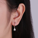 S925 Sterling Silver Mini Christmas Tree Hoop Earrings for Women