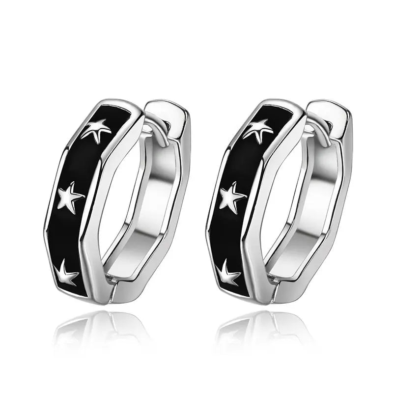 Vintage 3 Stars Hoop Earrings 10MM for Women