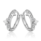 S925 Silver Star Zircon Hoop Earrings Wedding Gift