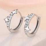 S925 Silver Star Zircon Hoop Earrings Wedding Gift