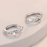S925 Silver Star Zircon Hoop Earrings Wedding Gift
