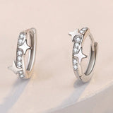 S925 Silver Star Zircon Hoop Earrings Wedding Gift