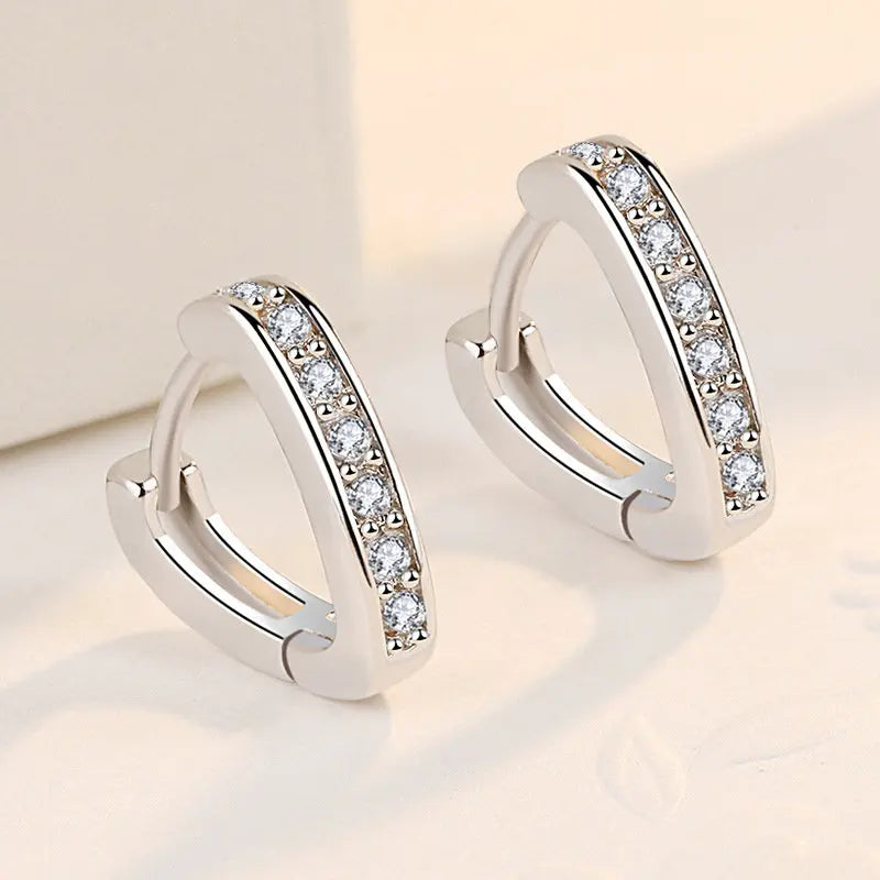 S925 Sterling Silver Mini V Zircon Earrings Charm Women Wedding Jewelry