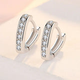 S925 Sterling Silver Mini V Zircon Earrings Charm Women Wedding Jewelry