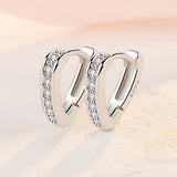 S925 Sterling Silver Mini V Zircon Earrings Charm Women Wedding Jewelry