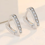 S925 Sterling Silver Mini V Zircon Earrings Charm Women Wedding Jewelry