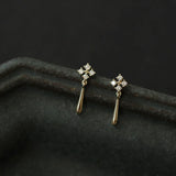 S925 Sterling Silver Diamond Earrings 14K Plated INS Style All-match