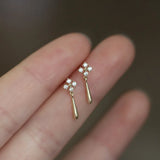 S925 Sterling Silver Diamond Earrings 14K Plated INS Style All-match