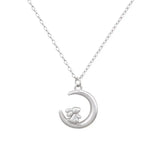 Moon Rabbit Necklace 925 Sterling Silver 14K Plated Wedding Party Jewelry