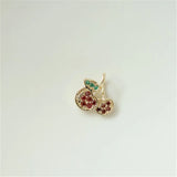 Colorful Zircon Cherry Fruit Pendant Necklace, Sterling Silver Plated