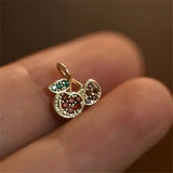 Colorful Zircon Cherry Fruit Pendant Necklace, Sterling Silver Plated