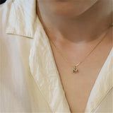 Colorful Zircon Cherry Fruit Pendant Necklace, Sterling Silver Plated