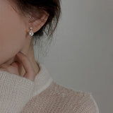 S925 14k Plated Pearl Stud Earrings Water Drop Zircon Earrings