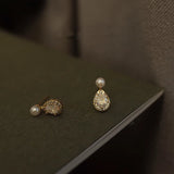 S925 14k Plated Pearl Stud Earrings Water Drop Zircon Earrings