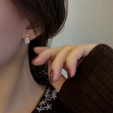 S925 14k Plated Pearl Stud Earrings Water Drop Zircon Earrings