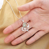 925 Silver Sunflower Heart Necklace AAA Zircon 18 Inches