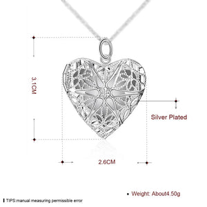 S925 Sterling Silver Heart Photo Frame Necklace 18 Inches Wedding Gift