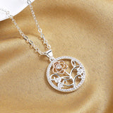 S925 Silver Roses Zircon Necklace for Women Wedding Gift