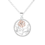S925 Silver Roses Zircon Necklace for Women Wedding Gift