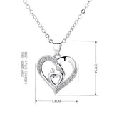 S925 Silver 18" Mom Heart Zircon Necklace - Gift for Mom Wife